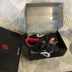 Peloton PL-SH-B Men's Cycling Shoes Size 48 \/ US 13.5 Black White Red w\/ Cleats