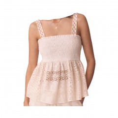 2272P2 | ANTHROPOLOGIE Cream Eyelet Sleeveless Top | EXTRA SMALL | CREAM