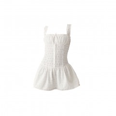 1775P1 | FRANKIES BIKINIS Christa Eyelet Mini Dress | S | WHITE
