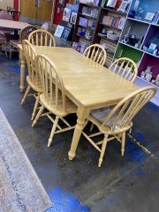 Classic Blonde Farmhouse Dining Table & 6 Chairs