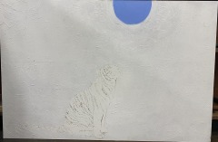 White Tiger Under the Blue Moon In A Snowstorm Painting