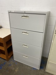 Light Grey HON Lateral Four Drawer Filing Cabinet