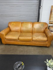 Orange Leather Lazyboy Couch