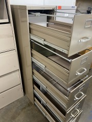 Vintage Taupe Steel Case Five Drawer Filing Cabinet