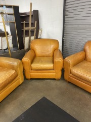 Orange Leather Lazyboy Armchair