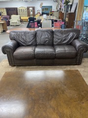 Chocolate Leather Studded Couch