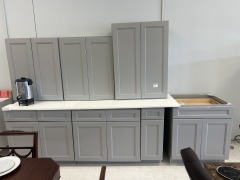 9 pc Grey Kitchen Cabinets