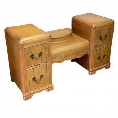 Vintage Art-Deco Wood Waterfall-Style Vanity