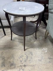 Round 2 tier End Table\/marble top