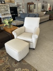 Off White Chair & Ottoman