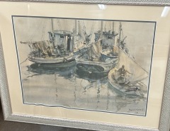 Fishing Boats Vintage Print