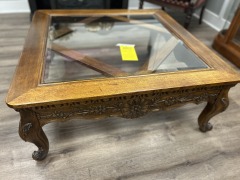 Square glass insert coffee table