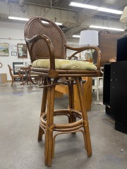 Bamboo Tropical Rattan Bar Stool (AS IS)