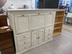Cream PC Desk with Storage