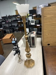 Vintage Tall Brass-Look Frosted Glass Shade Lamp