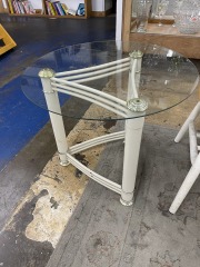 Post Modern Glass Top Side Table