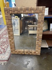 Cross-Hatch Wicker Mirror