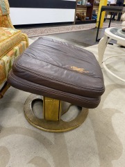 Brown Leather Stressless Ottoman