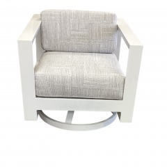 White Aluminum Cushion Lounge Swivel Chair