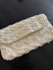 Vintage White Long Beaded Clutch Bag