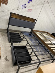 Industrial Modern Full Bed Frame with Storage Drawers