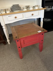 Rustic Red Square End Table