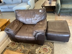 Slouchy Leather Chair&Ottoman