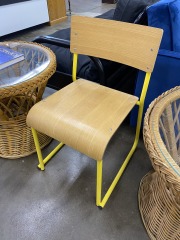 Modern Yellow & Wood Bent Chair