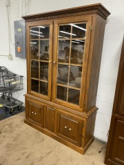 Vintage Charming Mission Style Wood China Cabinet