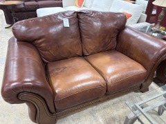 Caramel Bonded Leather Loveseat