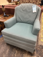 Blue Peacock Print Swivel Chair