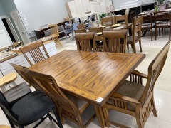 Long Rustic Dining Set 2 lvs. 6 chairs