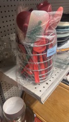 Red Utensil Lot with Basket