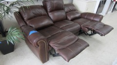 'Ashley' Double Leather Electric Recliner w\/USB Ports