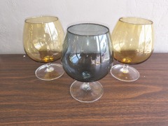 Multi colored wine glass set of 3
