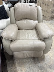 Beige Bonded Leather Recliner