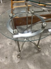 Atomic Y2K Glass Top Side Table (each)