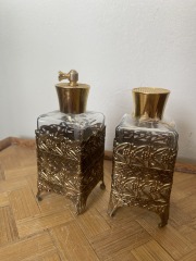 Vtg Pair of Ormolu Perfume & Lotion  Bottles
