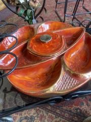 Vintage Red n \/Gold Divided Platter