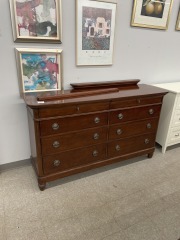 Long Cherry Dresser w\/Mirror