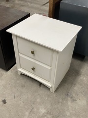 White Two Drawer Nightstand