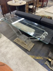 Brutalist Metal & Glass Table