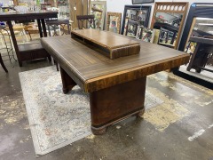 Vintage Art Deco Walnut Dining Table with Leaf