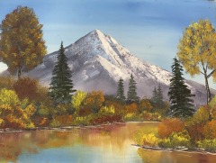 Original Painting Snow Capped Mountain
