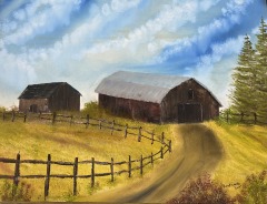 Original Painting Rustic Barns