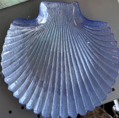 Seashell Plate, Sculpted Acrylic, Shiny  Iridescent Purple