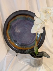 Vtg. Dark Fusion Pottery Center Piece