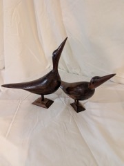 MCM Pair of  Handcarved Teak Birds