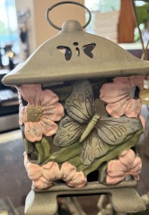 Ceramic Tealight Latern, Adorned by Butterflies & Blooms