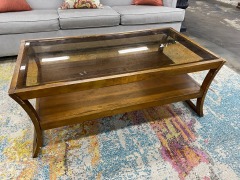 Bow-Legged Smoked Glass Coffee Table